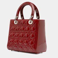 Dior Red Medium Patent Cannage Lady Dior