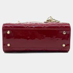 Pre Owned Dior Red Patent Cannage Lady Mini Bag