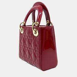 Pre Owned Dior Red Patent Cannage Lady Mini Bag