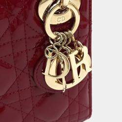 Pre Owned Dior Red Patent Cannage Lady Mini Bag