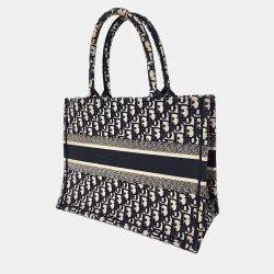 Dior Navy Blue Fabric Oblique Book Tote Bag