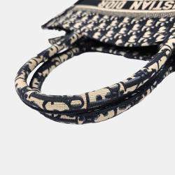 Dior Navy Blue Fabric Oblique Book Tote Bag