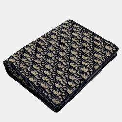 Dior Beige Navy Blue Canvas Dior Beige/Navy Blue Coated Canvas Oblique 30 Montene Pouch