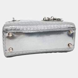 Dior Silver Leather Cannage Lady Mini Bag