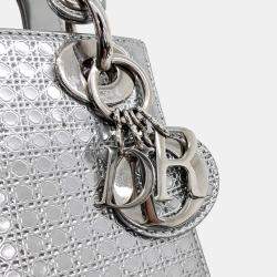 Dior Silver Leather Cannage Lady Mini Bag
