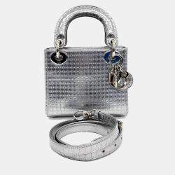Dior Silver Leather Cannage Lady Mini Bag