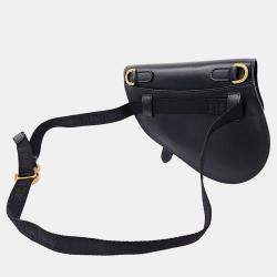 Dior Black Leather Saddle Belt Bag