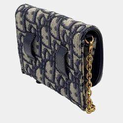 Dior Blue Canvas Saddle Nano Pouch Chain Bag