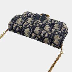 Dior Blue Canvas Saddle Nano Pouch Chain Bag