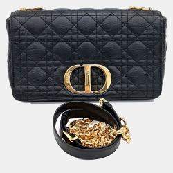 Dior Black Leather Caro Medium Bag