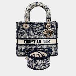 Dior Navy Blue Canvas D-LITE Lady Medium Bag
