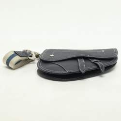 Dior Blue Leather Saddle Pouch Clutch