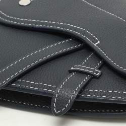 Dior Blue Leather Saddle Pouch Clutch