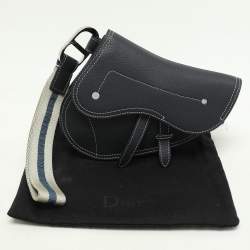 Dior Blue Leather Saddle Pouch Clutch