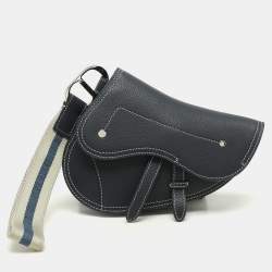 Dior Blue Leather Saddle Pouch Clutch