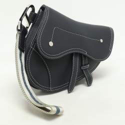 Dior Blue Leather Saddle Pouch Clutch