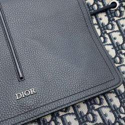 Dior Navy Black Leather Canvas Oblique Backpack
