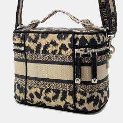 Dior Leopard Beige Canvas Vanity Handbag 