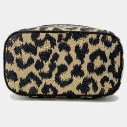 Dior Leopard Beige Canvas Vanity Handbag 