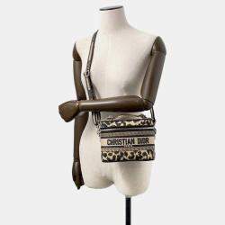 Dior Leopard Beige Canvas Vanity Handbag 