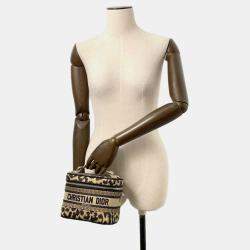 Dior Leopard Beige Canvas Vanity Handbag 