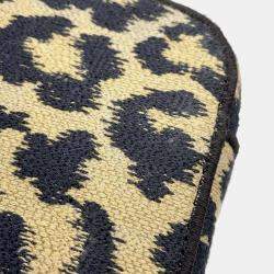 Dior Leopard Beige Canvas Vanity Handbag 