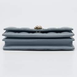 Pre Owned Dior Light Blue Cannage Leather Mini My Dior Top Handle Bag