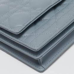 Pre Owned Dior Light Blue Cannage Leather Mini My Dior Top Handle Bag