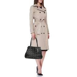 Pre Owned Dior Black Cannage Coated Canvas Small Panarea Tote