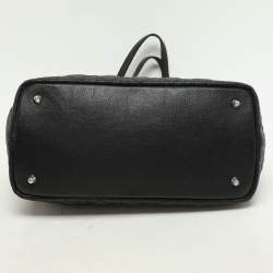 Pre Owned Dior Black Cannage Coated Canvas Small Panarea Tote