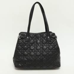 Pre Owned Dior Black Cannage Coated Canvas Small Panarea Tote
