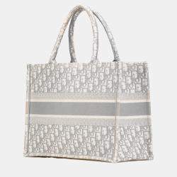 Dior Grey Medium Oblique Canvas Book Tote