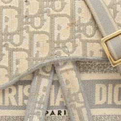 Pre Owned Dior Grey/White Oblique Canvas Saddle Belt Bag