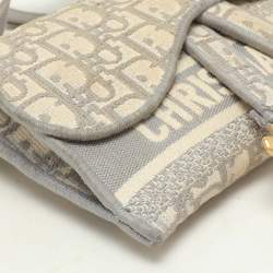 Pre Owned Dior Grey/White Oblique Canvas Saddle Belt Bag