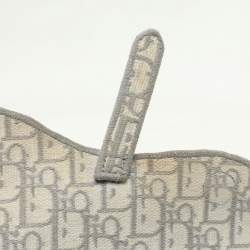Pre Owned Dior Grey/White Oblique Canvas Saddle Belt Bag