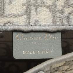 Pre Owned Dior Grey/White Oblique Canvas Saddle Belt Bag
