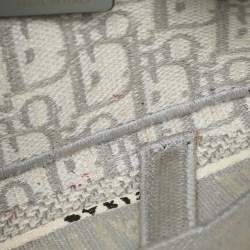 Pre Owned Dior Grey/White Oblique Canvas Saddle Belt Bag