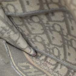 Pre Owned Dior Grey/White Oblique Canvas Saddle Belt Bag