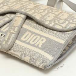 Pre Owned Dior Grey/White Oblique Canvas Saddle Belt Bag