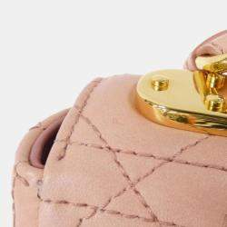 Dior Pink Lambskin Leather Caro Small Shoulder Bag