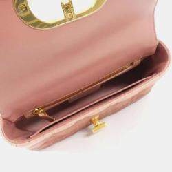 Dior Pink Lambskin Leather Caro Small Shoulder Bag