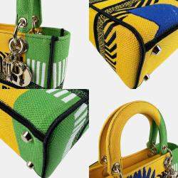 Dior Yellow Green Blue Canvas Lady D-Lite Shoulder Bag