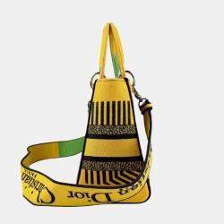 Dior Yellow Green Blue Canvas Lady D-Lite Shoulder Bag