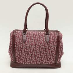 Pre Owned Dior Burgundy Oblique Canvas and Leather Vintage Satchel
