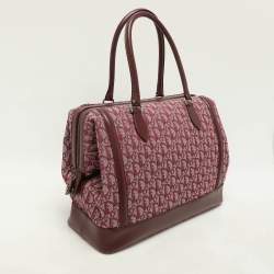 Pre Owned Dior Burgundy Oblique Canvas and Leather Vintage Satchel
