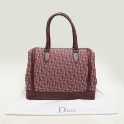 Pre Owned Dior Burgundy Oblique Canvas and Leather Vintage Satchel