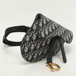 Pre Owned حقيبة خصر ديور سادل جلد و كانفاس أوبليك أزرق