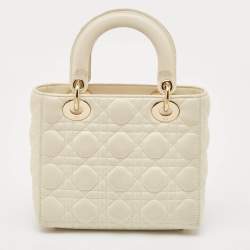 مملوكة مسبقًا Dior Off White Cannage Leather Small Lady Dior My ABCDior Tote