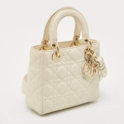 مملوكة مسبقًا Dior Off White Cannage Leather Small Lady Dior My ABCDior Tote
