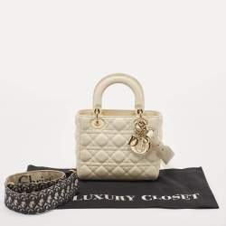 مملوكة مسبقًا Dior Off White Cannage Leather Small Lady Dior My ABCDior Tote